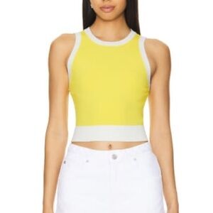 Alice + Olivia Yellow and White Crop Tank Top